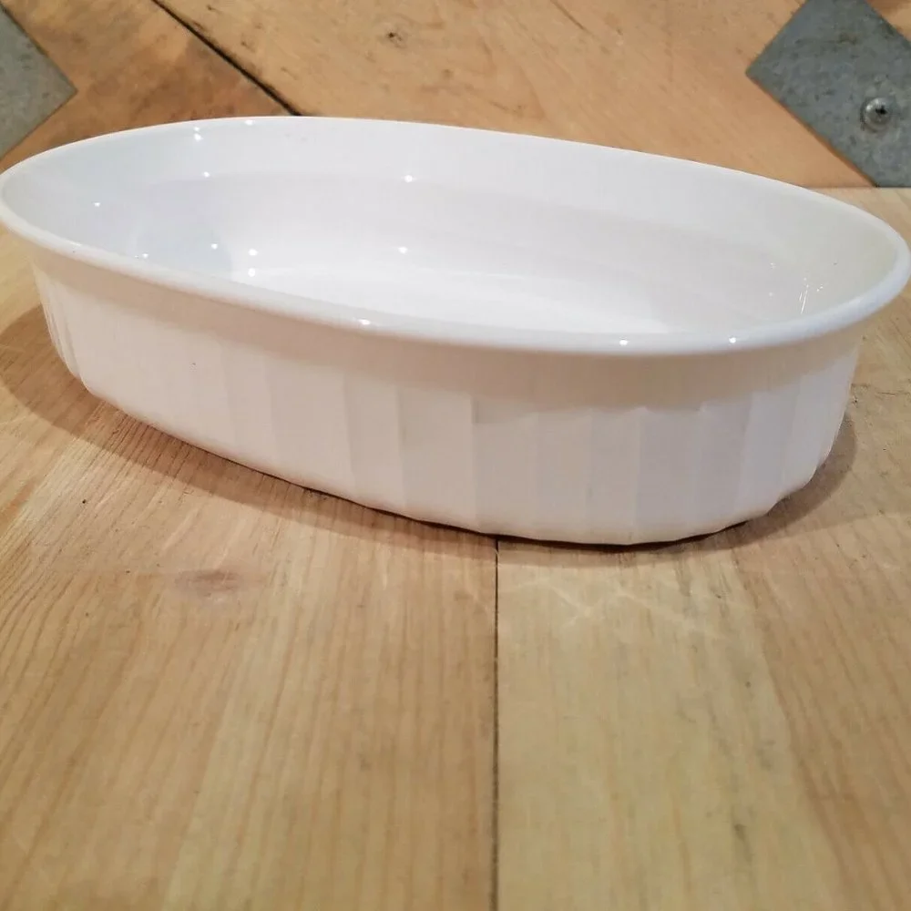 White Ceramic Corning Ware Oval  Mini Casserole Dish